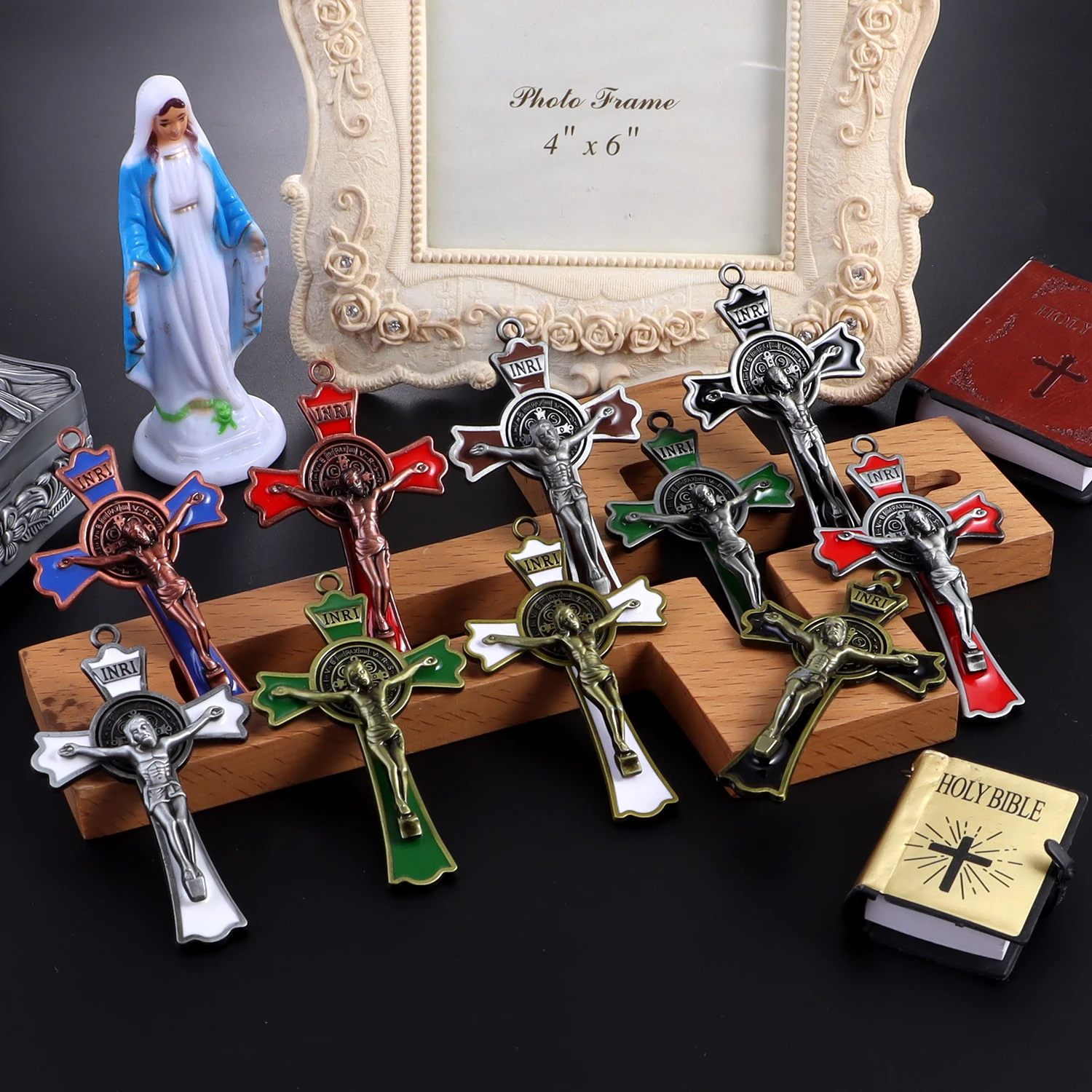 صليب سانت بنديكت متعدد الأنماط، قلادة يسوع المسيح، لوازم تزيين الصلاة الدينية