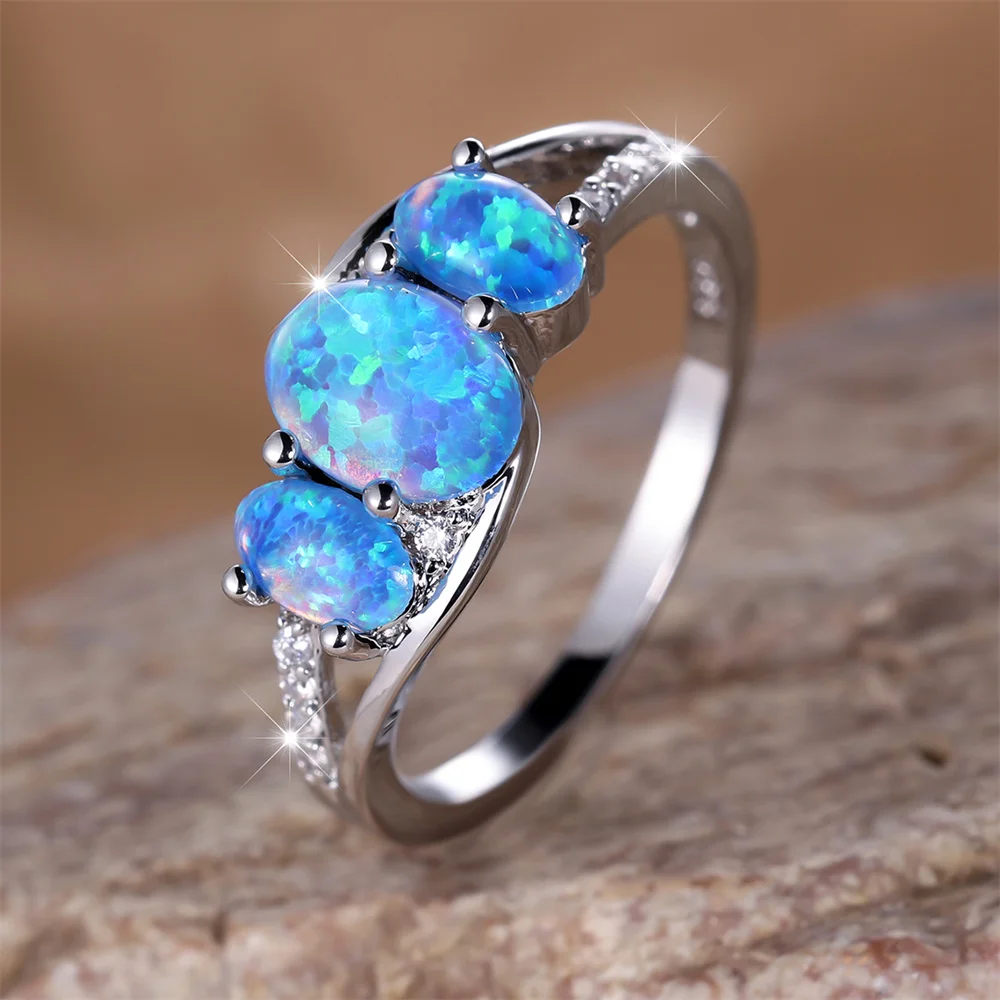 Three Stone Opal Ring