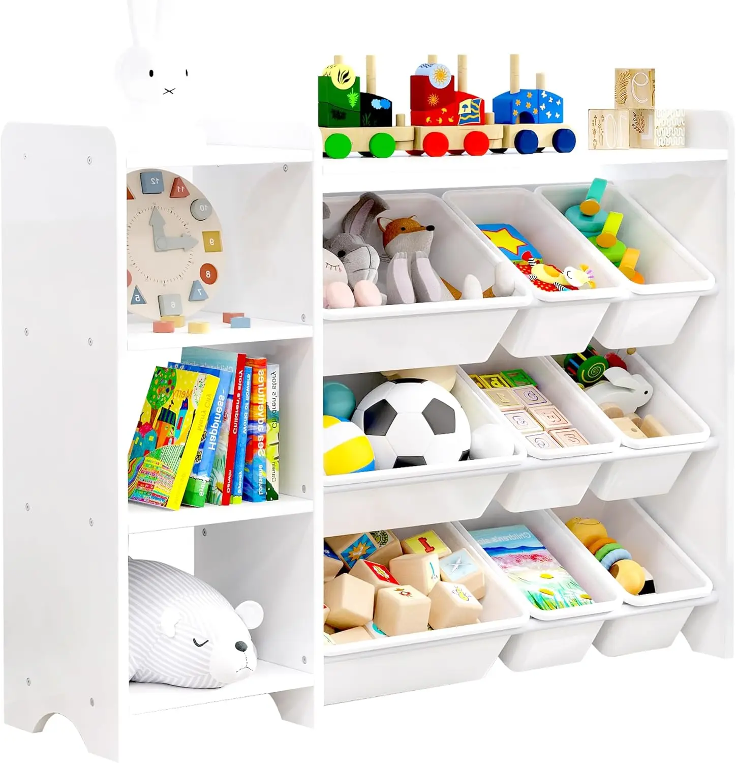 Factory wholesale Simple style children's toy organizer with open shelves and plastic box for children's room