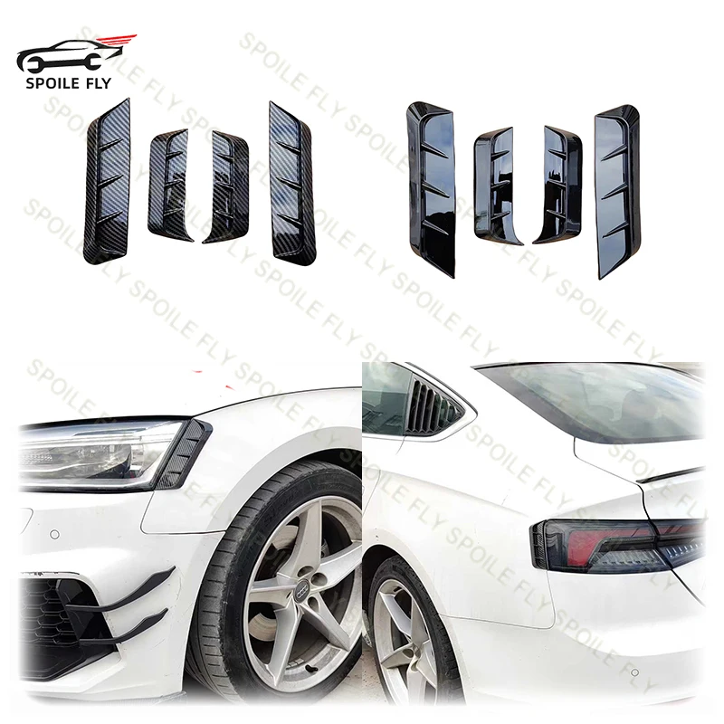 

High Quality ABS For Audi A5 S5 S-line 2017-2022 Car Headlight Rear Light Trims Eyelid Eyebrows Glossy Black Carbon Fiber Look