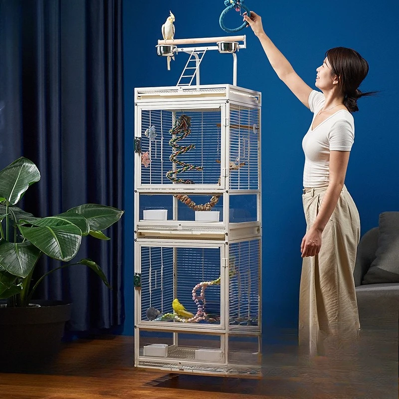 

Elevated Ornamental Horizontal Silk Double-layer Bird Cage Parrot Cage Large Xuanfeng Monk Peony Breeding Cage Luxury Villa