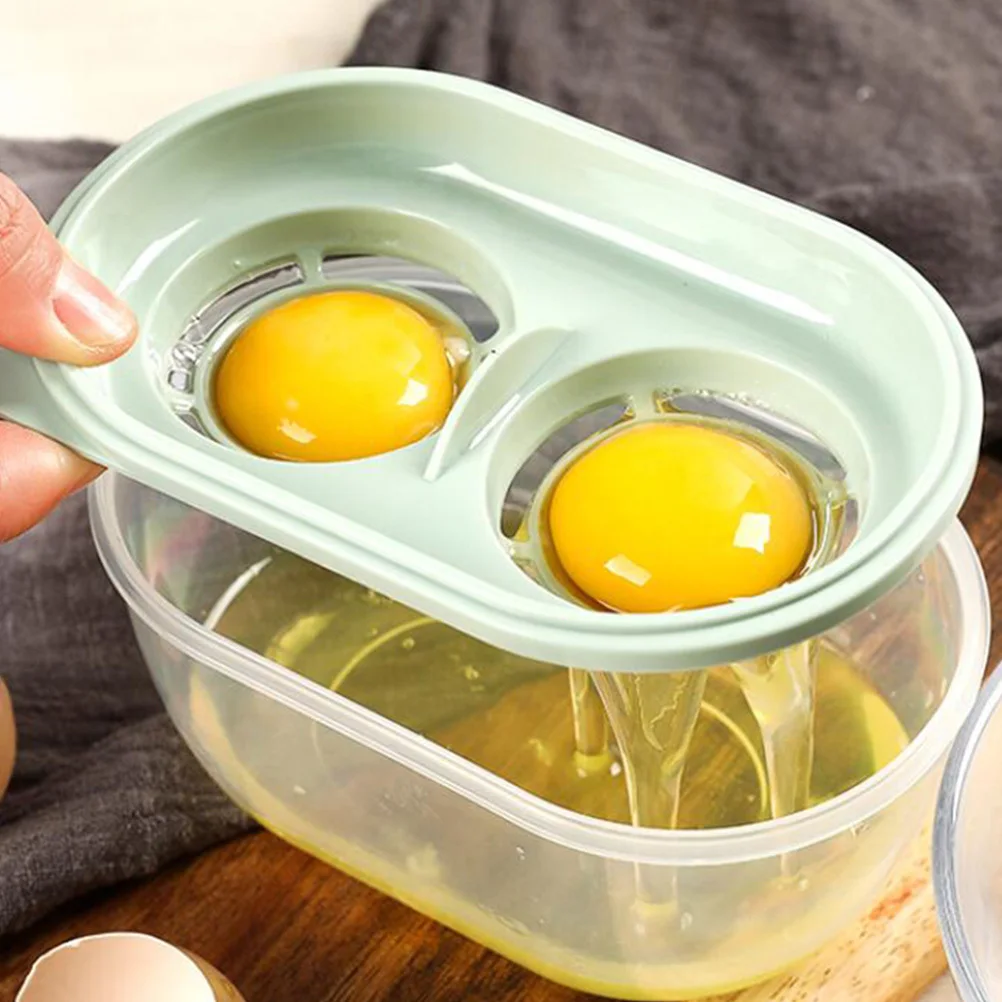 

2Pcs Egg Yolk White Separator PP Material Kitchen Gadget Easy Clean Storage Holder Light Green Separator Divider