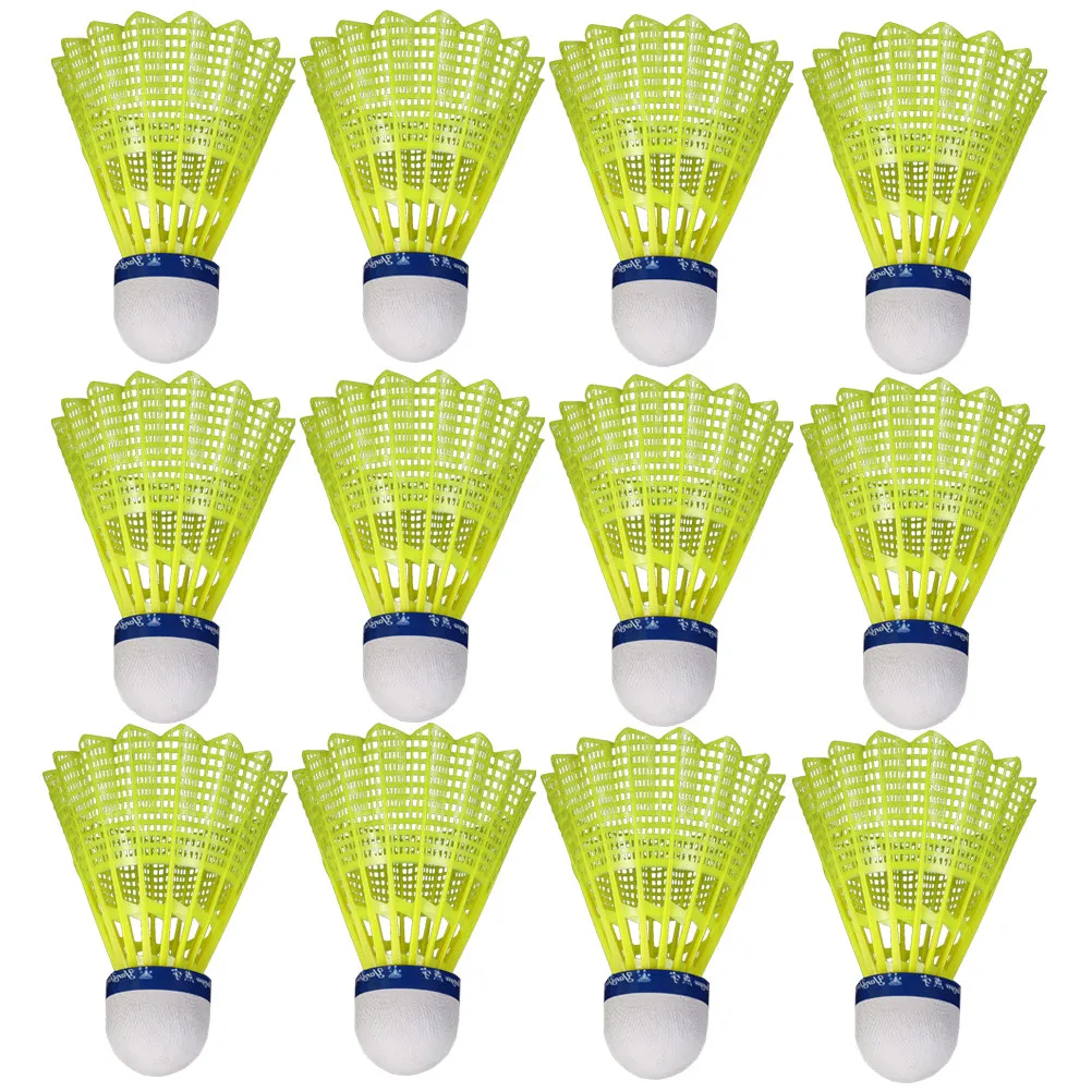 

12pcs Plastic Badminton Shuttlecocks Durable High Elasticity For Indoor Outdoor Sports Fitness Training Yellow