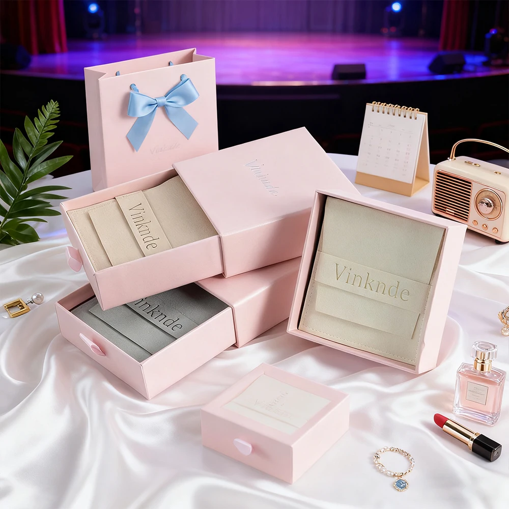 

Шкатулка для драгоценностей по индивидуальному заказу, ожерелье, серьги, кольца, упаковка, раздвижные коробки для ювелирных изделий с бархатными подарочными пакетами из микрофибры