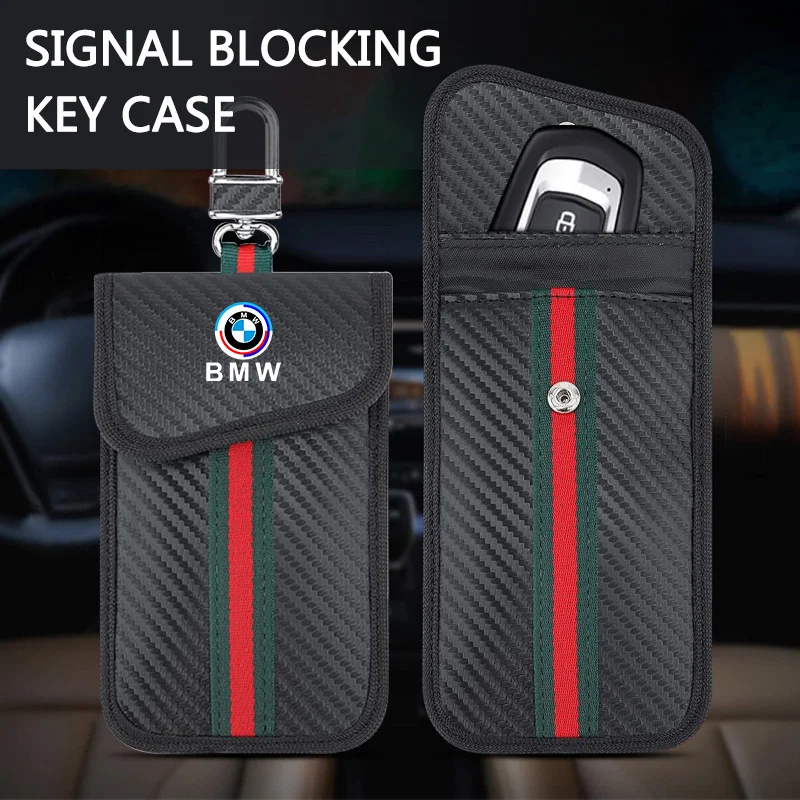 

Car Logo Key Rfid Signal Blocking Bag Portable Shielding Pocket For BMW E90 E60 E61 E93 E87 E36 E46 E39 E53 F30 Auto Accessories