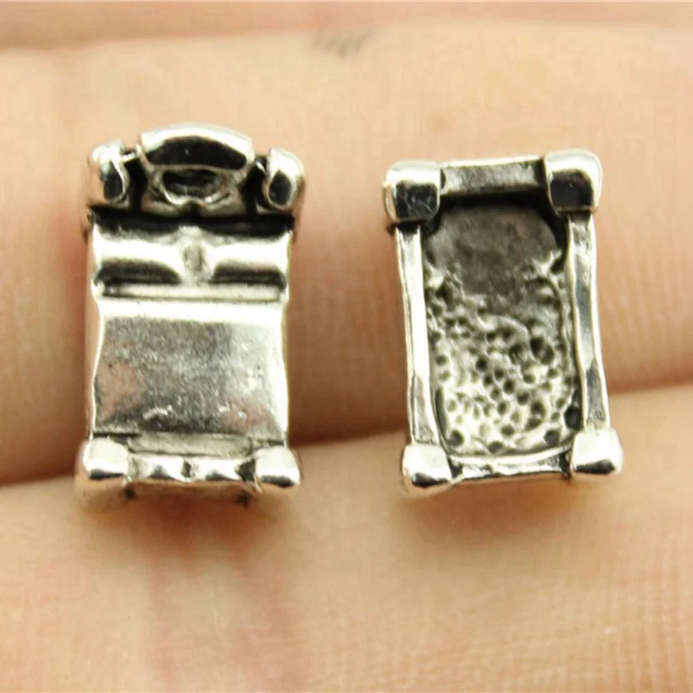 5pcs/lot 13x8mm 3D Bed Charms For Jewelry Making Antique Silver Color 0.51x0.31inch