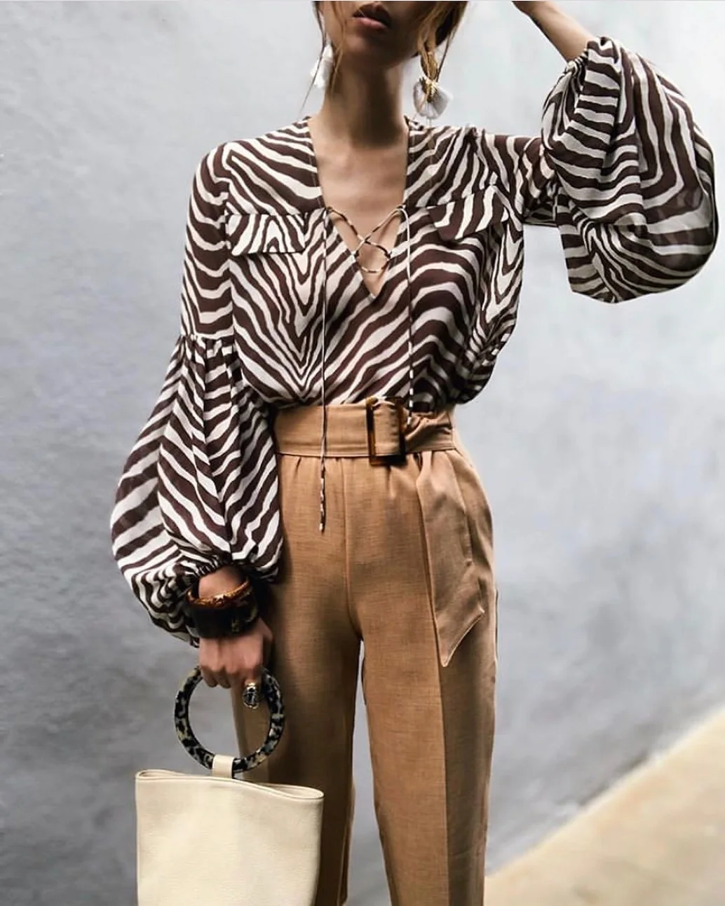 

Australian 2025 Spring Summer New Thin Zebra Print Loose Slimming Versatile Long Sleeve Shirt Chiffon Top British Commu...