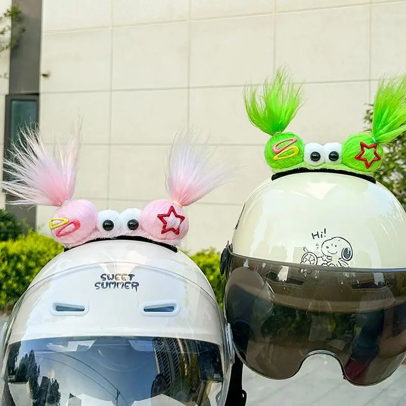 Casco de felpa DIY, decoración divertida para motocicleta, bicicleta eléctrica, casco superior, juguetes, accesorio, complemento de cola creativo