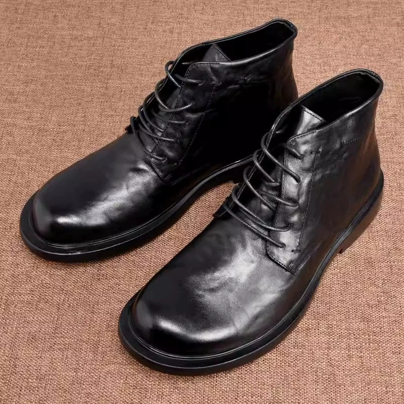 2025 Genuine Leather Men's Boots Winter/ Autumn New Business Classic Casual Black Ankle Boots Formal Business Dress shoes