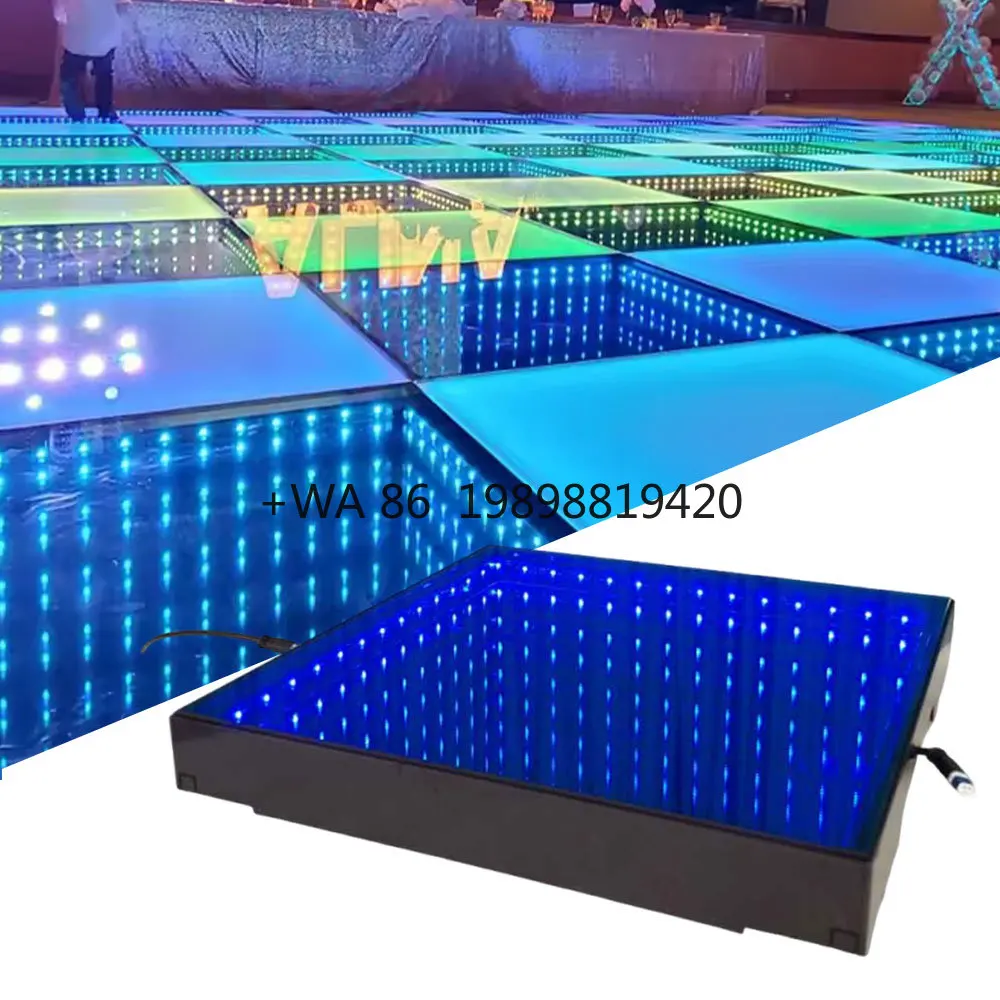Compact LED Mirror Effect Dance Floor Light, Portable Disco Stage Lighting for Mobile DJ