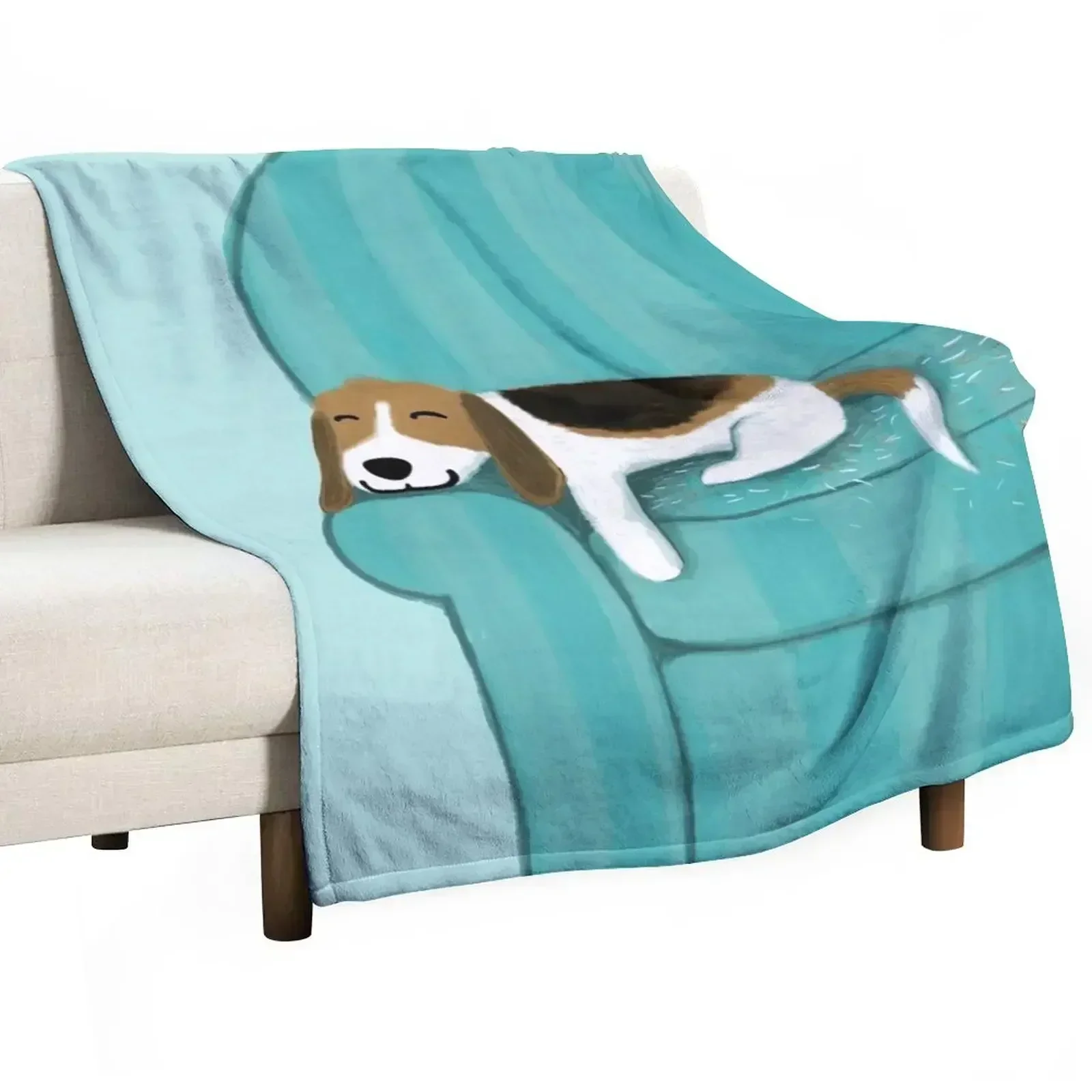 Happy Couch Dog | Cute Beagle Throw Blanket Thin Multi-Purpose Softest halloween Plush Furrys Blankets
