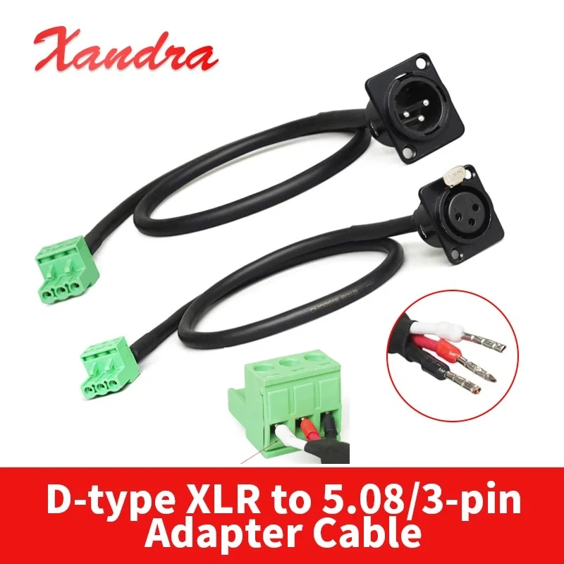 D-type XLR to 5.08/3-pin Phoenix Plug Adapter Cable for Audio Processor Disassembly Module PCB to XLR Male/Female Connector Wire