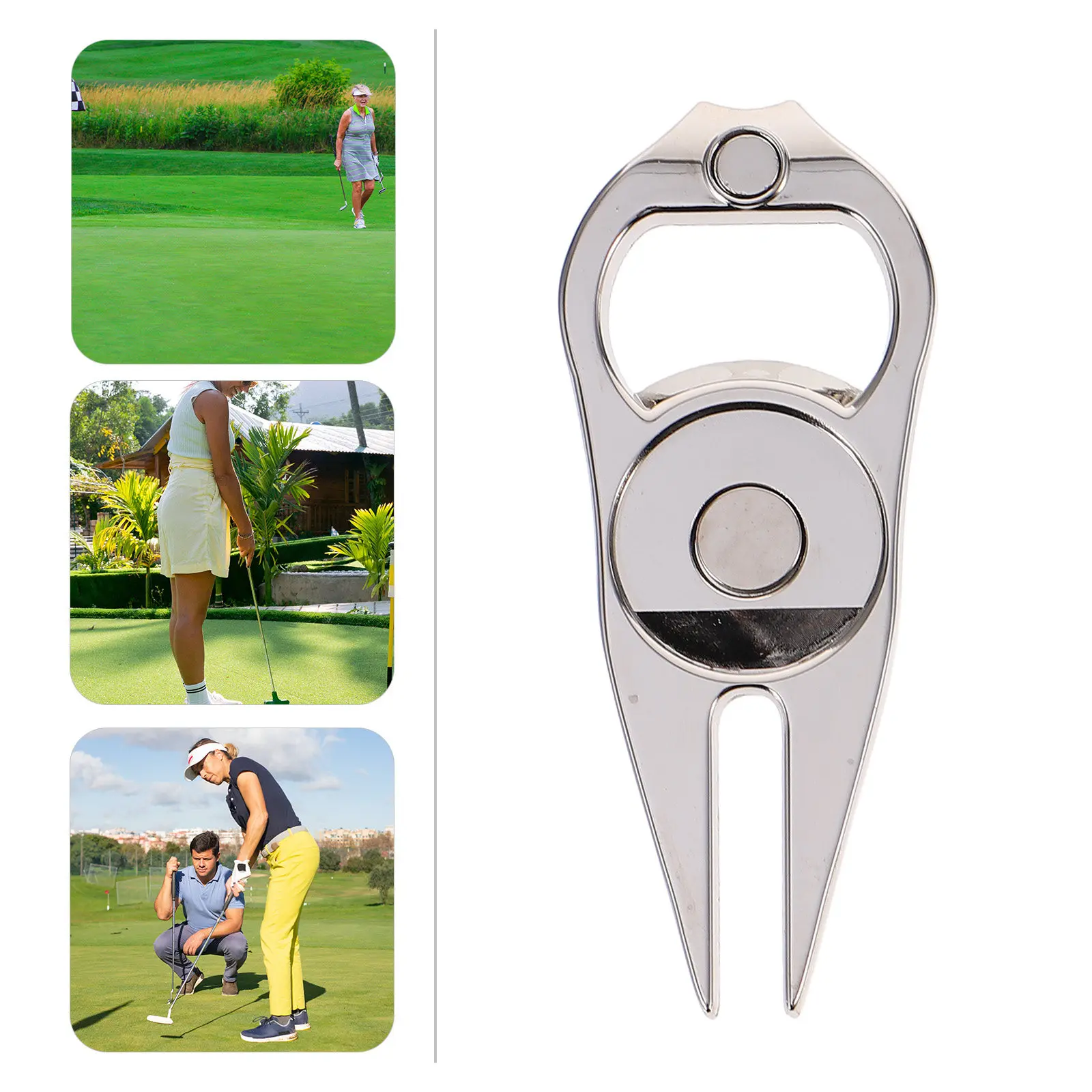 Zinc Alloy Golf Divot Repair Tool with Ball Marker – Portable Grass Fixer for Golfers