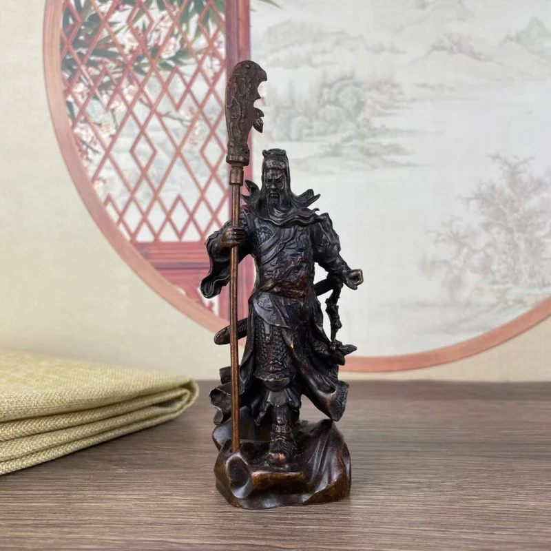 

Bronze-plated statue with sword, Yu figure, Er Ye decorative piece, Guan Gong desktop ornament