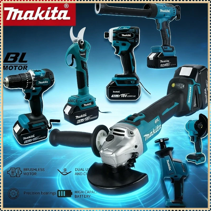 

Makita Brushless Cordless Grinder Butter Gun Chainsaw Inflator Combination Silicone Gun Cutting For Makita Battery Machine Set