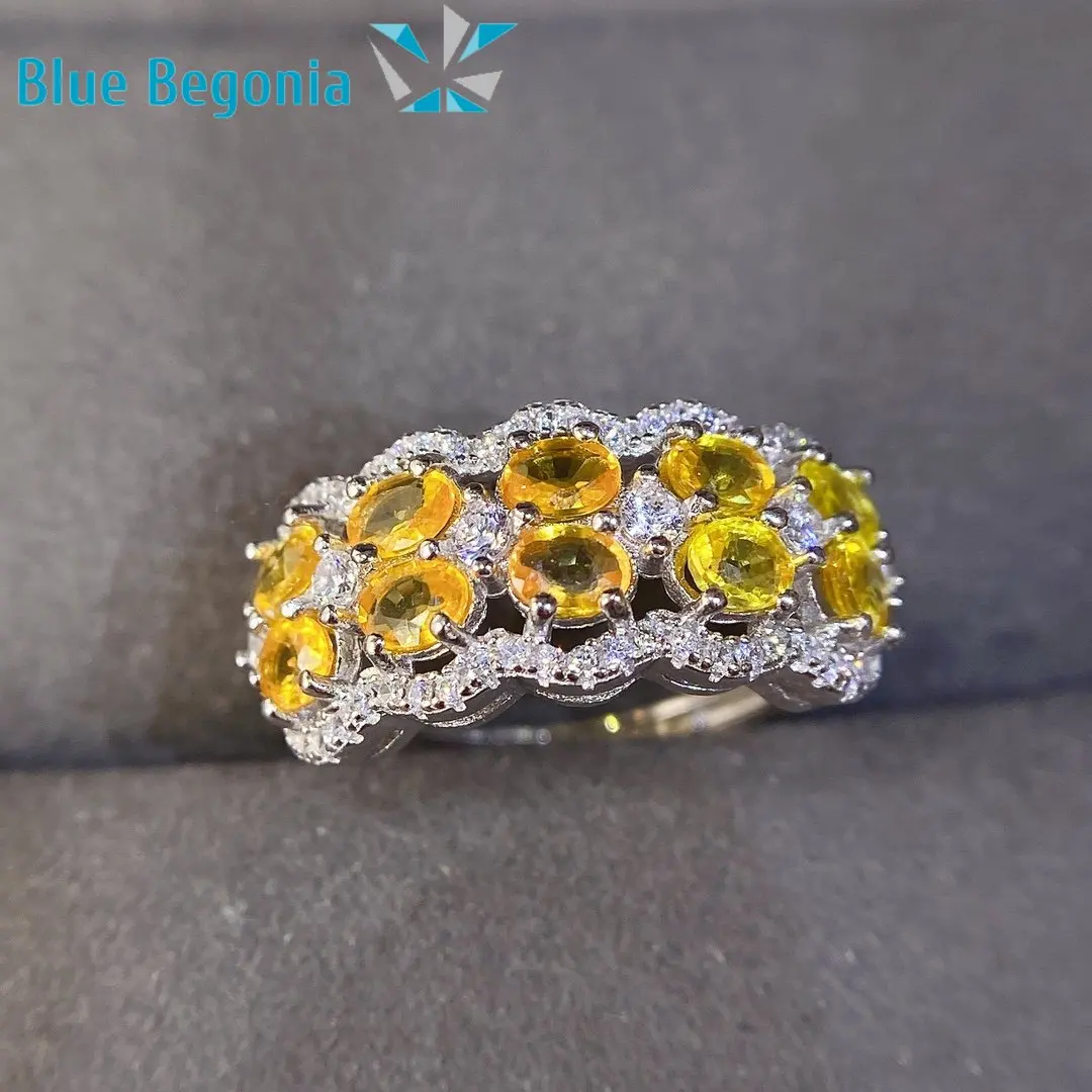 Natural Yellow Sapphire Ring 925 Sterling Silver Ladies Gift Simple Birthday Gift Wedding Gift Wedding Rings 3*4mm Gemstone