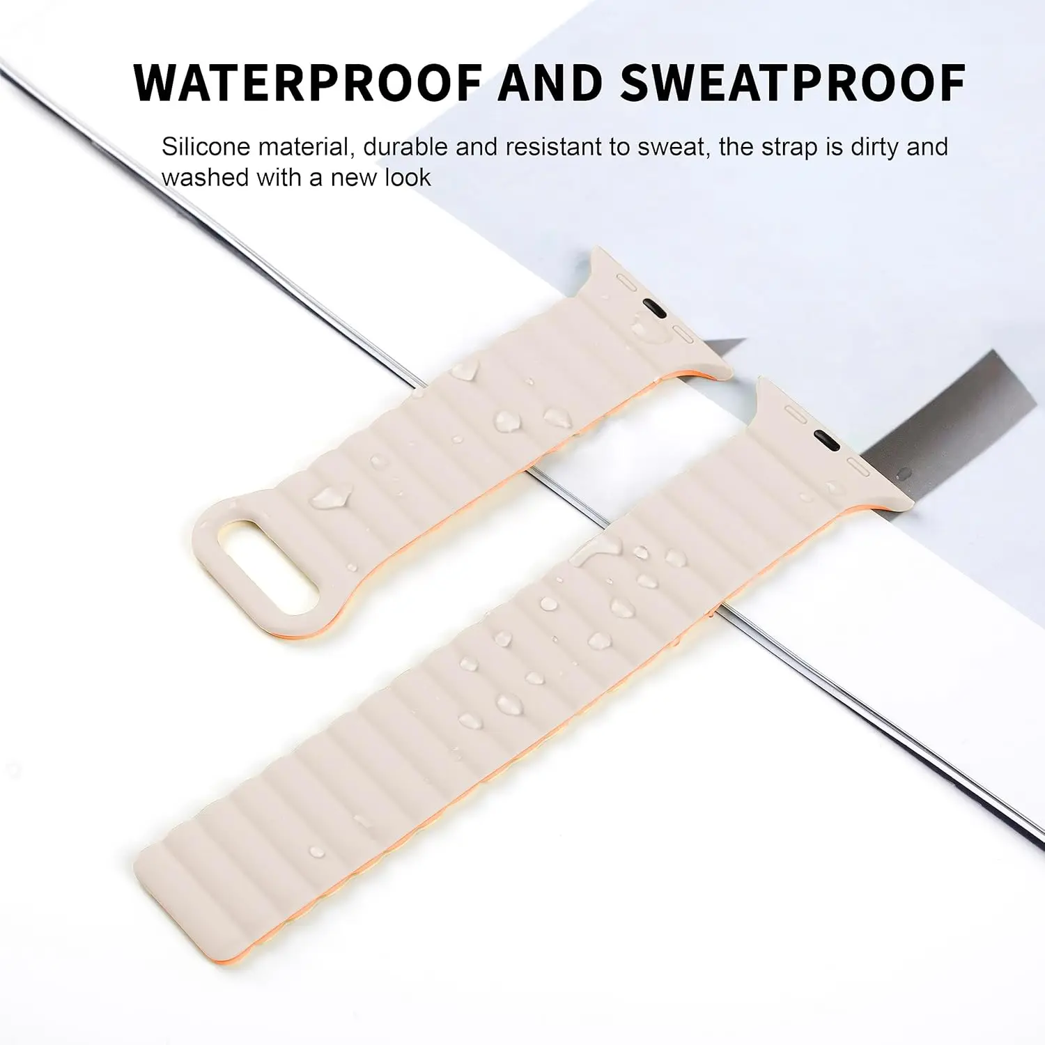 Silicone Magnetic Apple Watch Band - Compatible with Apple Watch 38mm 40mm 41mm 42mm 44mm 45mm 49mm, Adjustable Strong Magnetic