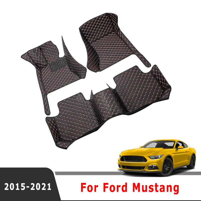 For Ford Mustang 2021 2020 2019 2018 2017 2016 2015 Car Floor Mats Interior Styling Leather Rugs Auto Protector Carpets Decor