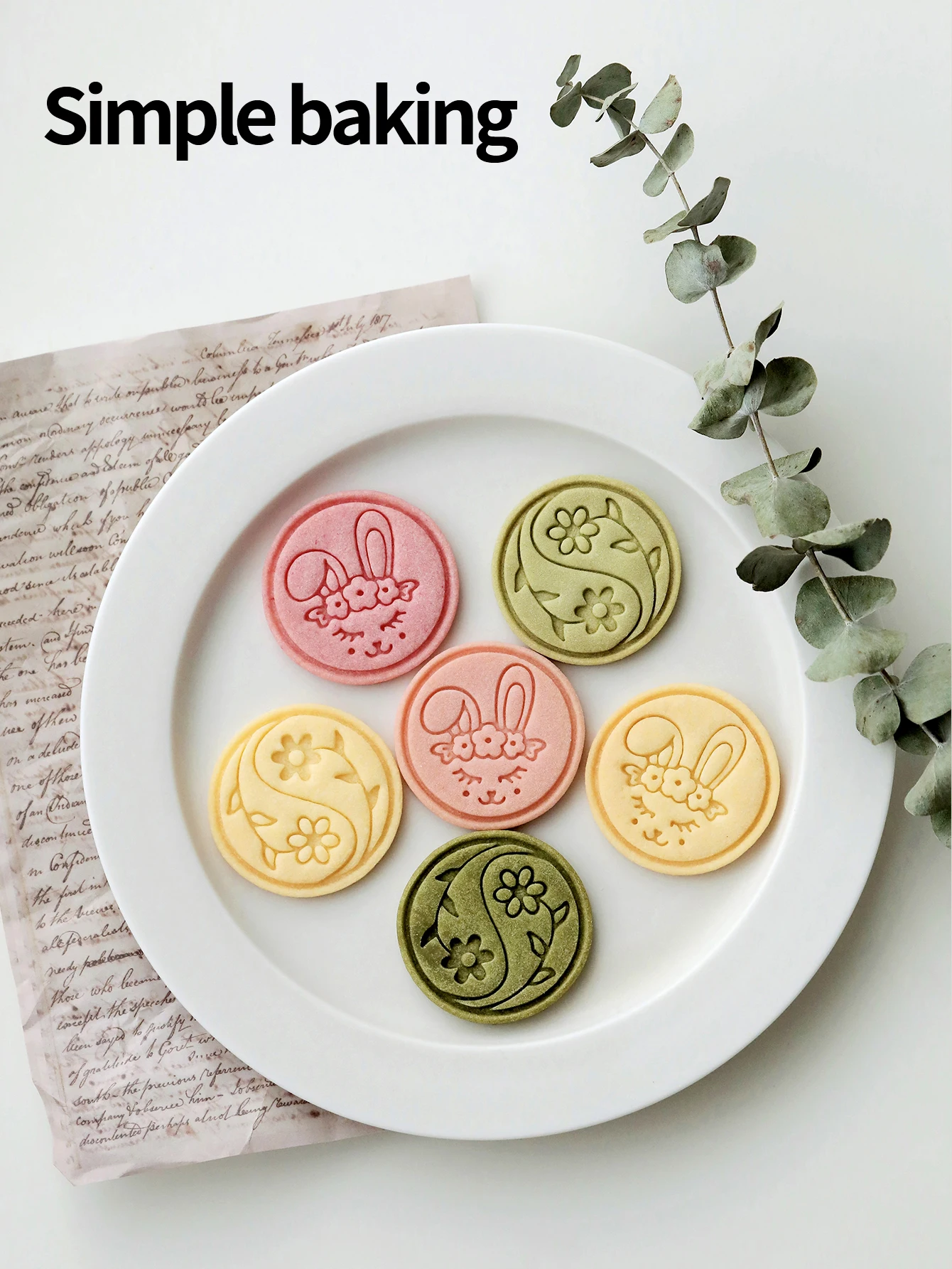 Country-Style Springtime Flower Rabbit Round Cookie Mold, Flower Wreath Little Rabbit Baby Food Tool, Flower Soft Clay Tool