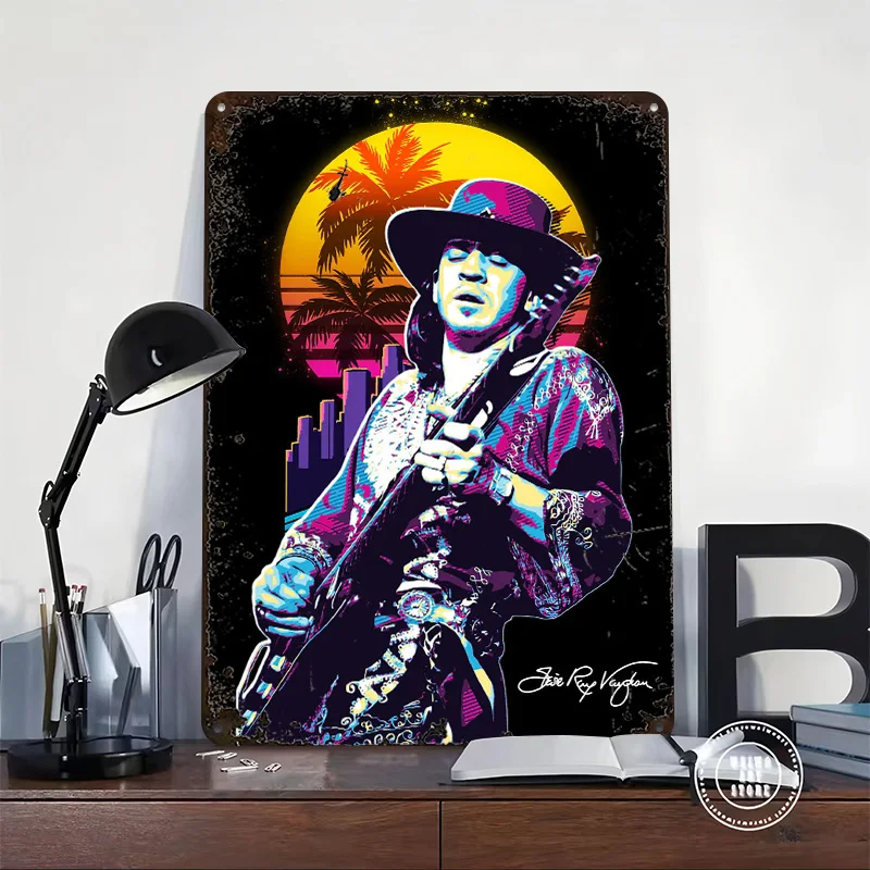 Stevie Ray Vaughan Retro Art 3D Texture Metal Poster Customized Wall Art Tin Sign Gift for Mancave Gaming Room Decoration Decor