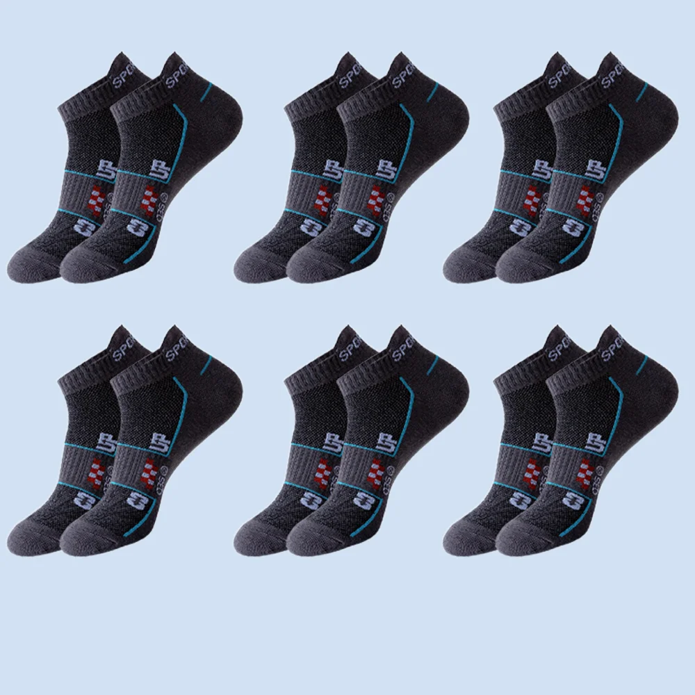 Calcetines deportivos finos para correr para hombre, medias de malla absorbentes del sudor y transpirables, de corte bajo, a la moda, 6 pares, novedad de verano, 2024