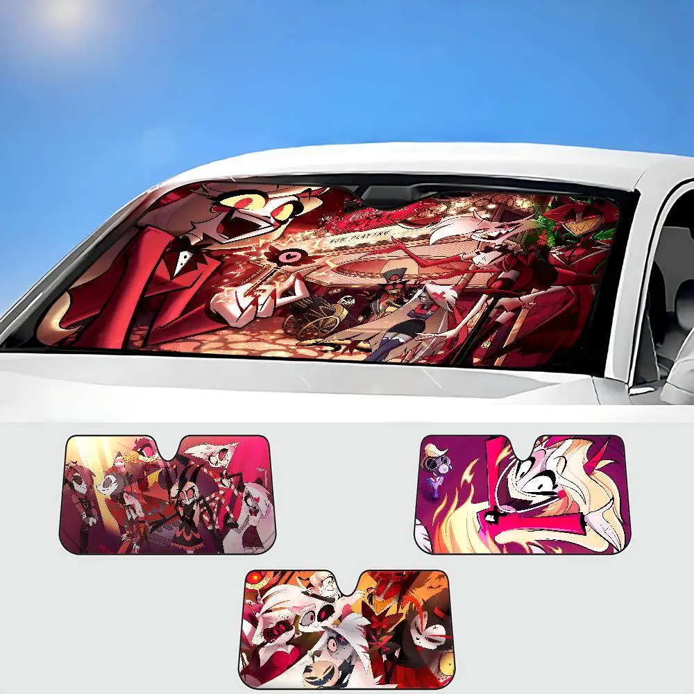 

Anime H-Hazbin H-Hotel Car Sunshade Window Sunshade Sunblock Front Windshield Hood Interior Front Baffle Double Ring Sunshade