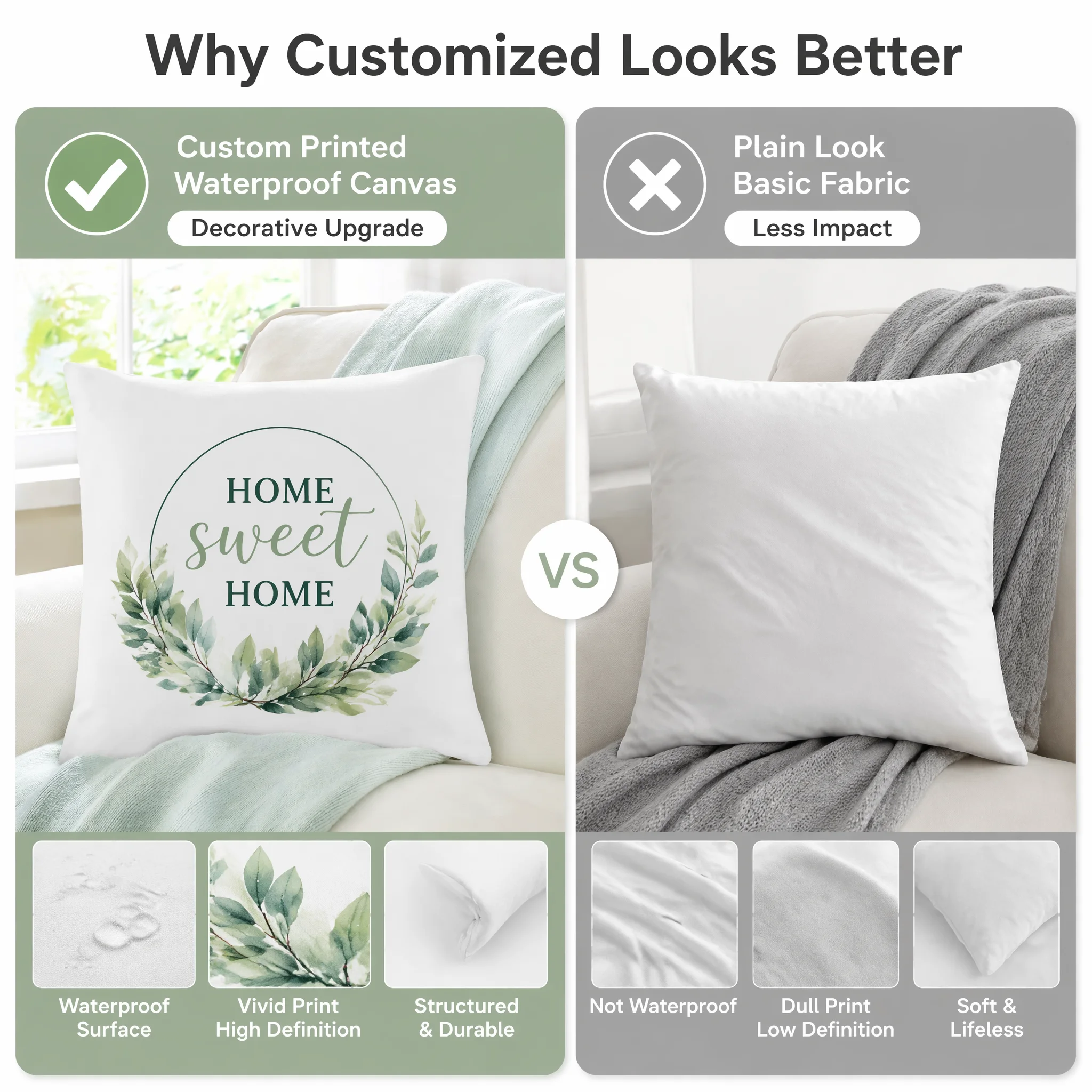 Custom Personalized Pillow Cover Photo Name Text DIY Cushion Cover Home Decor Gift for Family Couple Pet Sofa Decor