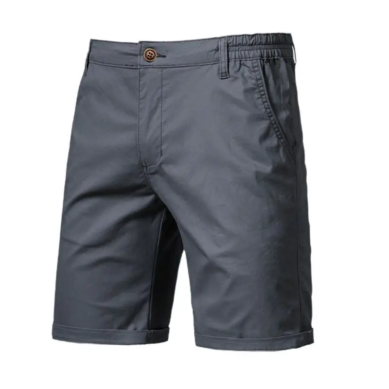 Pantalones cortos informales de alta gama para hombre, Shorts finos con botón sólido y bolsillo con cremallera, Shorts Cargo rectos versátiles