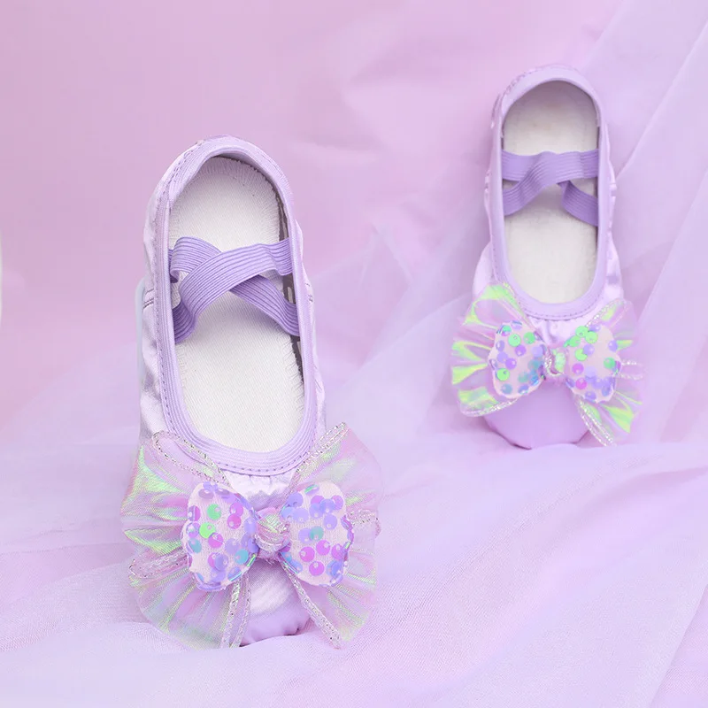 Princess Ballet Dance Soft Cat Claw Shoes Sequin Bow Bowknot Mesh Dance Shoes Girl Shoe for Dancing Children's Ballet Sneaker