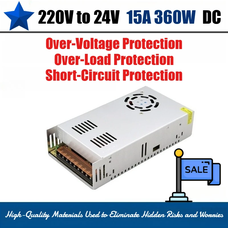 

Источник питания двигателя постоянного тока от 220 В до 24 В, 15 А, 360 Вт, для светодиодного освещения и мониторинга безопасности