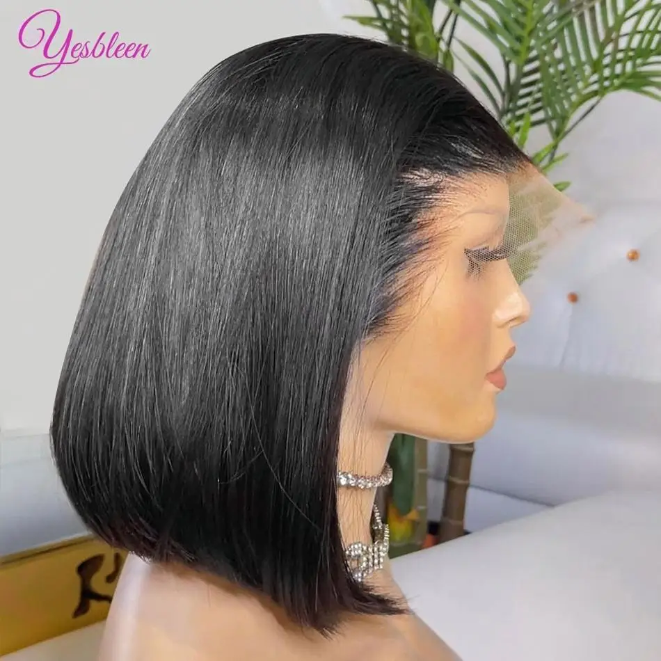 

Bone Straight 13x6 Lace Frontal Bob Human Hair Wigs Brazilian 13x4 HD Transparent Lace Front Wig 5x5 Closure Wig 250%
