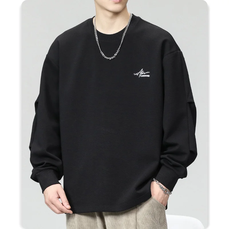 

Autumn and winter new fashion brand crew-neck top men loose set long-sleeved hoodie