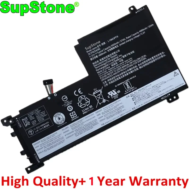 SupStone New L19M3PF6 L19D3PF3 Battery For Lenovo IdeaPad 5-15ALC05 15ARE05 15IIL05 15ITL05 L19C4PF1 L19L3PF2 L19C3PF5 L19L4PF1