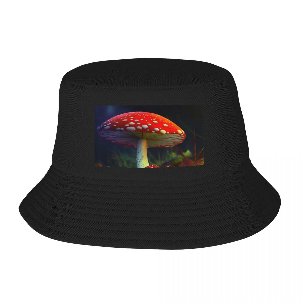 Red toadstool in the forest. Bucket Hat Beach Bag fashionable |-F-| Hip Hop Men Cap Women's