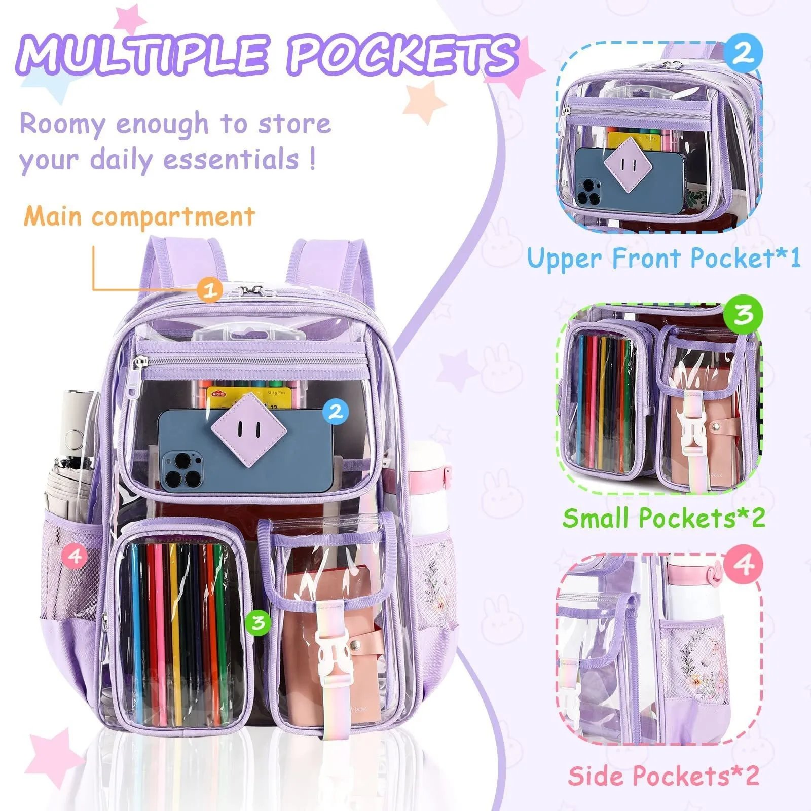 Transparent Backpack Pvc Backpack Outdoor Fitness Sports Visible Backpack Backpack for Girls Backpack Men Cute Backpack Bags