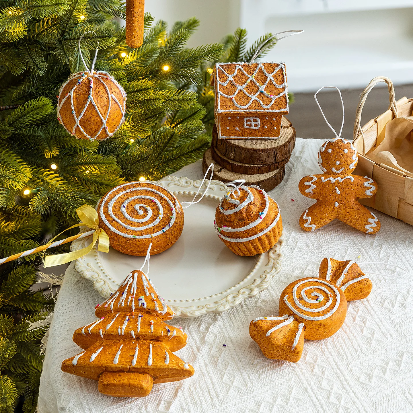 

Christmas foam balls gingerbread man candy pendantins gingerbread house window decoration christmas tree decoration