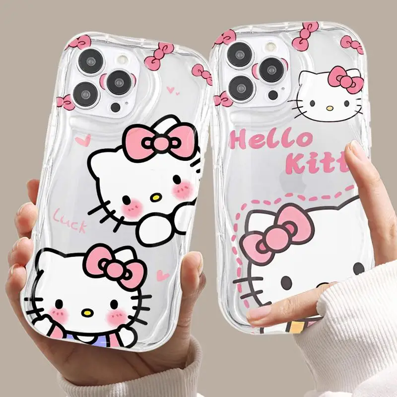 Cute Cinnamoroll Kuromi Cover Phone Case for Apple iPhone 13 15 Pro Max 14 13 Pro 11 12 14 Plus 15Plus Wave Soft TPU