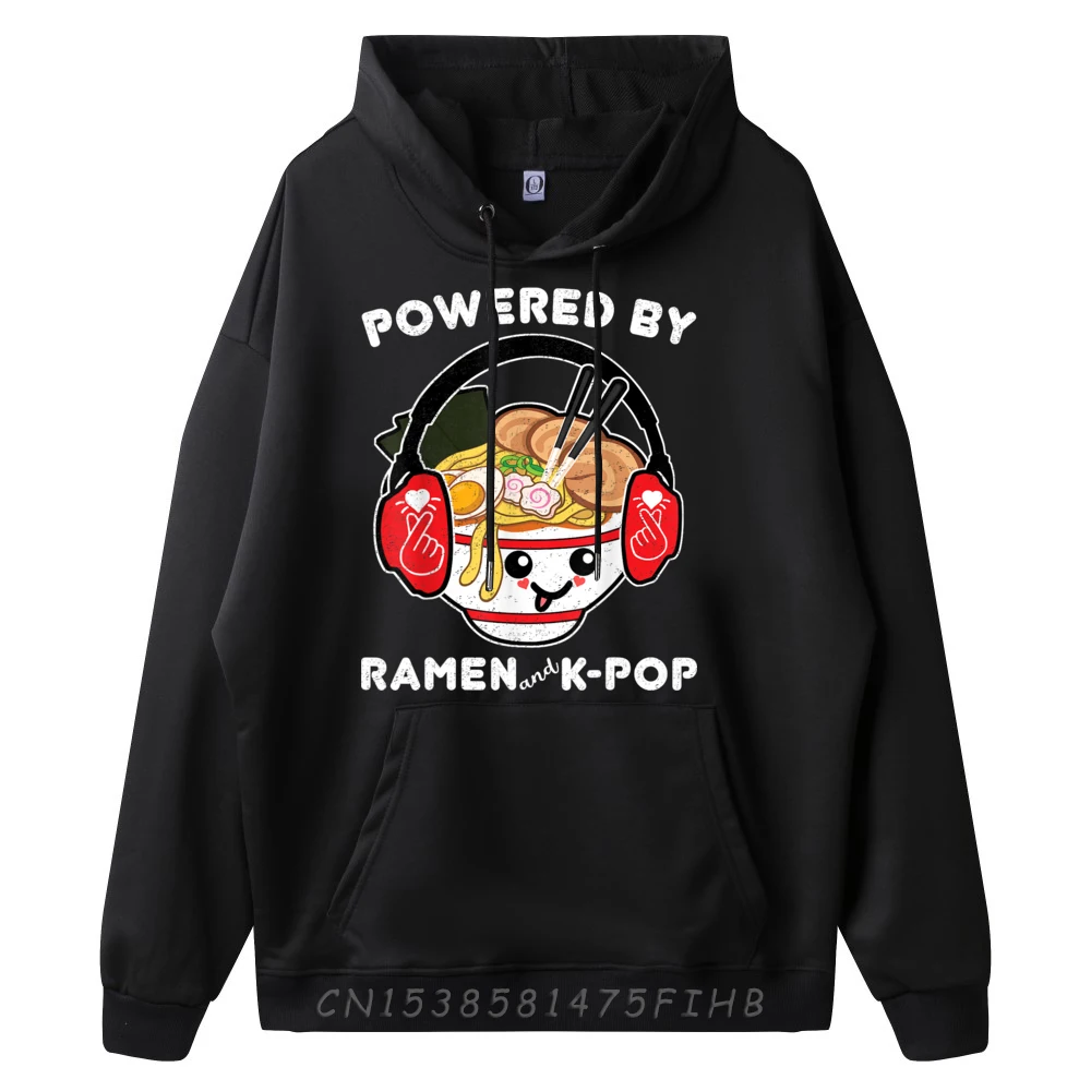 Powered By Ramen And Cute Kawaii Korean He 1 Funny Pullover Hoodies Men Printed Sweater Tops & Tees