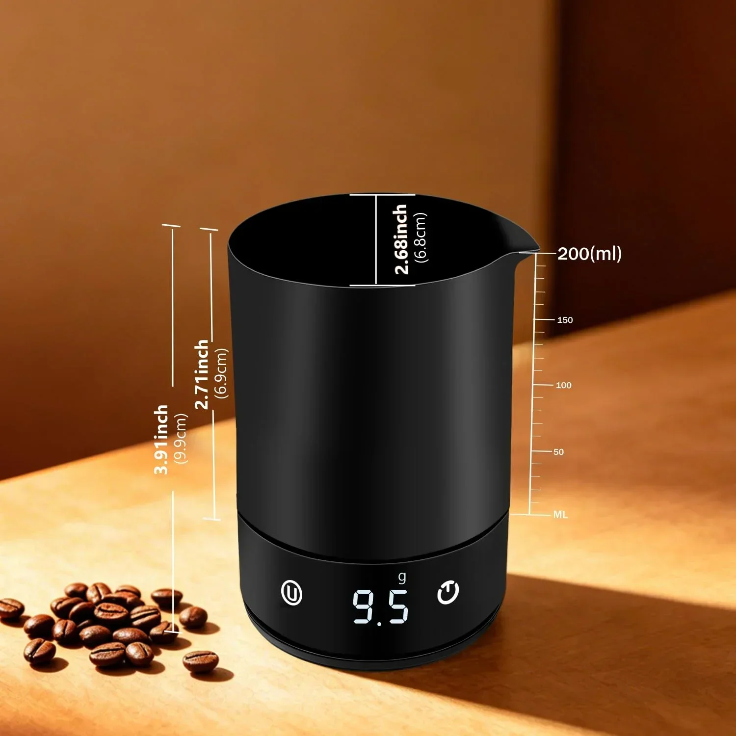 Coffee Espresso Scale Magnetic Coffee Bean Scale Cup with LED Display G/ml/oz High Precision Pour Over Coffee Scale for Barista