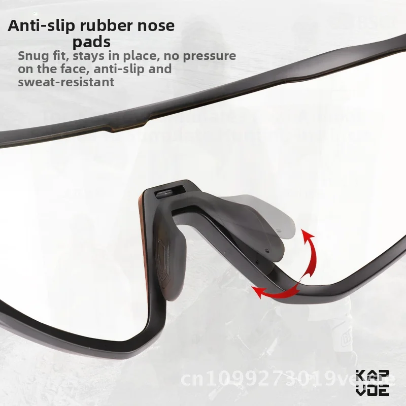 

Kapvoe Photochromic Cycling Glasses Unisex Windproof Sandproof TR90 Full Frame Polarized Sunglasses for Myopia Outdoor Sports