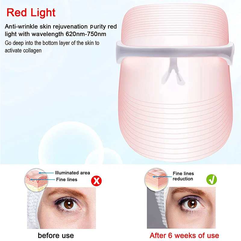 Terapia della luce maschere facciali a Led bellezza della pelle terapia rossa a infrarossi terapia fotonica viso uso domestico cura della pelle Led 3 colori maschere facciali