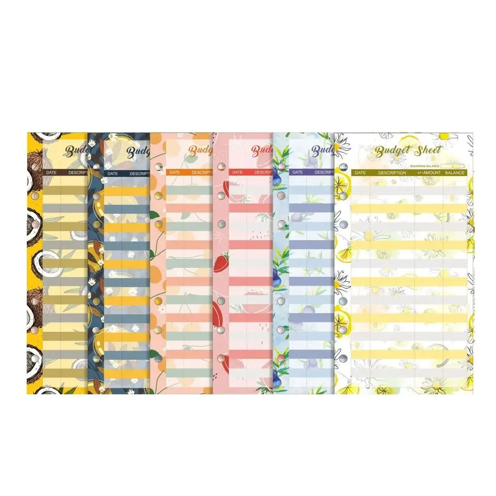 

12Sheets A6 Loose Leaf Refill Budget Paper 6 Holes Flower Expense Tracker Refill Binder Paper Budget Binder Paper Refill