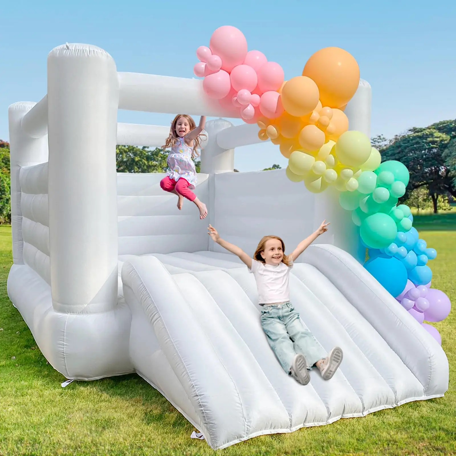 Neu eingetroffen: Weiße Hüpfburg 12' Oxford White Bounce House, anwendbar für Geburtstags-/Halloween-/Weihnachtsparty-Event