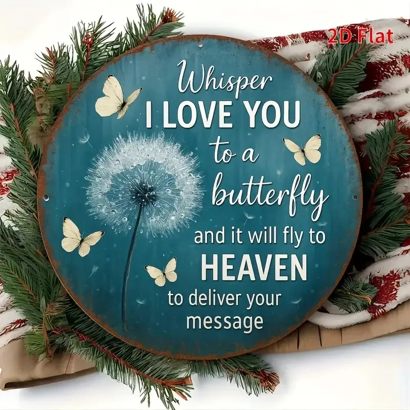 1 7.87-Inch Round Aluminum Metal Wall Sign - Whispers of Dandelions 