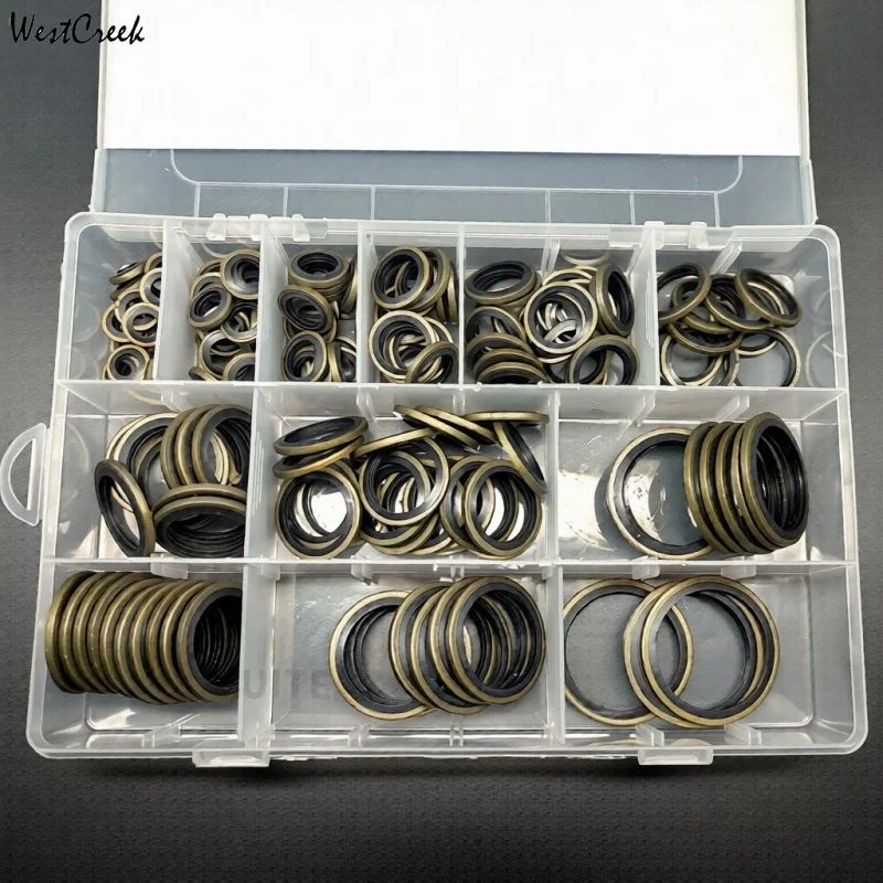 WESTCREEK Combined Washer Repair Kit Half Pack Oil Resistant Gasket Set FKM Red Copper Stainless Steel for Screws