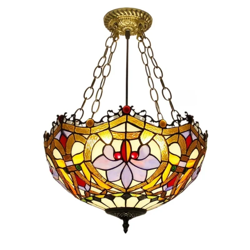 

16inch 40cm Stained Glass Tail Baroque Lampshade Victorian Anti-chandelier Tiffany Ceiling Light for Corridor Entrance Balcony