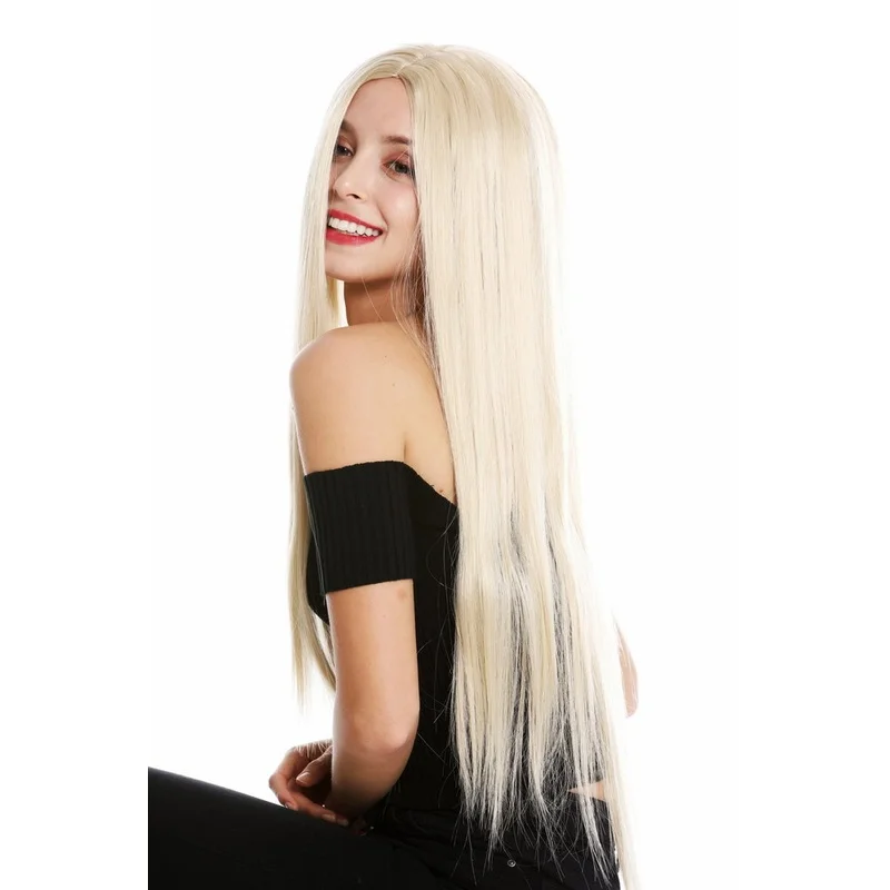 Long Straight White Blonde Wig Synthetic Wigs for Women Cosplay Wigs None Lace