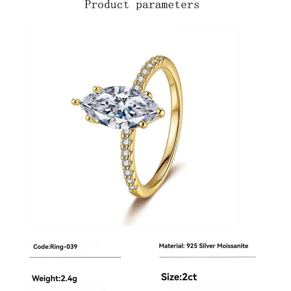 

Luxury 1ct/2ct White Round Moissanite Rings for Women - Bridal Wedding Band Ring Gold Plated Jewelry & Engagement Gift
