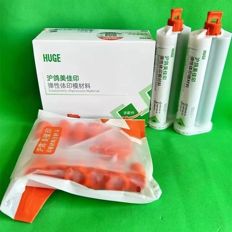 HUGE Dental Super Flow Light Body VPS Dental Impression Material 2pcs 50ml Cartridges & Mixing Tips for Crown & Implant Use