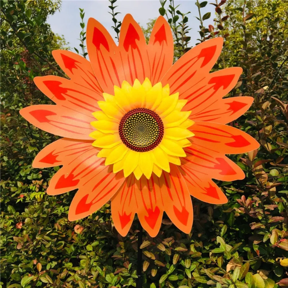 Multistyles Sunflower Windmill PVC Diameter 36cm Rotating Sunflower Garden Yard Wind Spinner Outdoor Party Picnic Decor